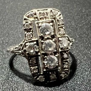 Genuine Moissinate Ring Size 7 Sterling Silver 925 Art Deco Style
